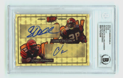 Corey Dillon & Chad Johnson Dual Signed 2024 BOOM Super Card 1/1 BGS