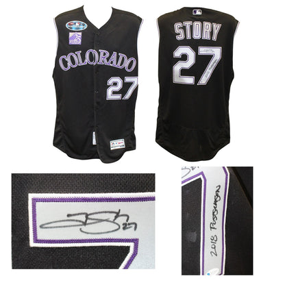Trevor Story Signed Colorado Rockies 2018 Postseason Game Issued Jersey