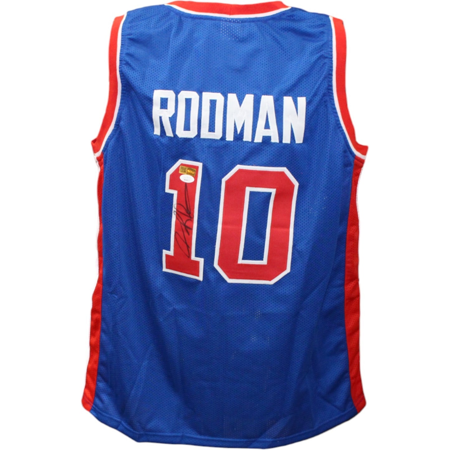 Dennis Rodman Signed Detroit Pistons Style Basketball Jersey (JSA)