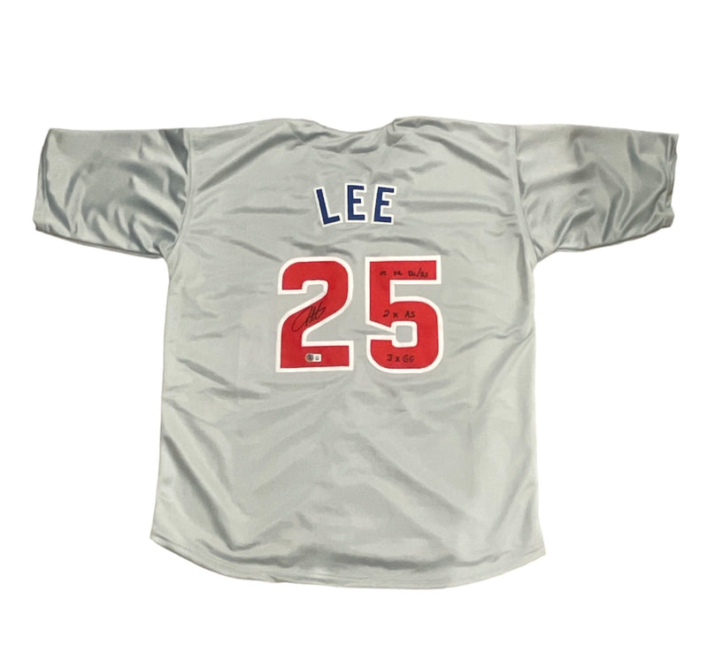 Derrek Lee Signed Chicago Cubs Custom Jersey (3 Inscriptions) - BAS COA