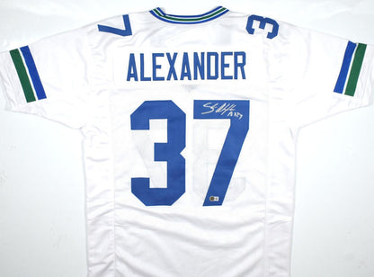 Shaun Alexander Autographed Seattle Seahawks White Custom Jersey