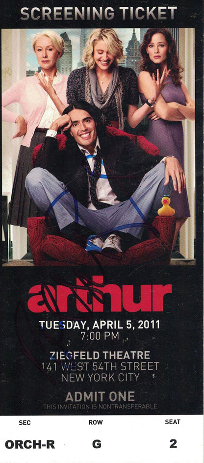 Russell Brand Signed Arthur 2011 Screening Ticket (BAS COA)