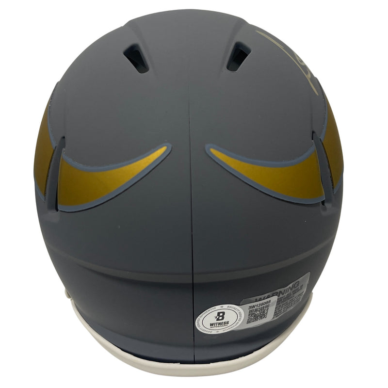Cris Carter Signed Minnesota Vikings Slate Mini Helmet Beckett BAS