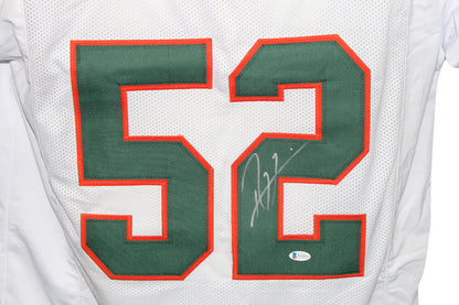 Ray Lewis Signed Miami Hurricanes Custom College Style Jersey (BAS)