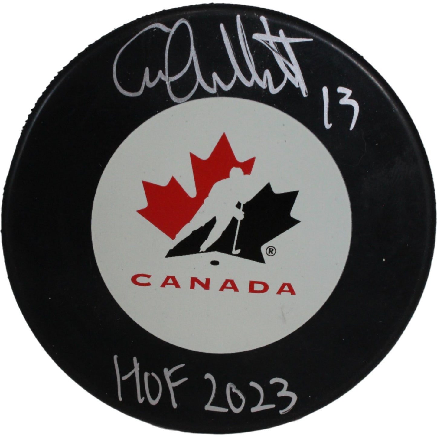 Caroline Ouellette Signed Team Canada Logo Puck (HOF Inscription) JSA