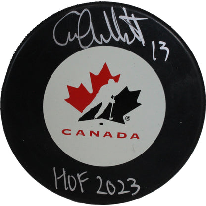 Caroline Ouellette Signed Team Canada Logo Puck (HOF Inscription) JSA
