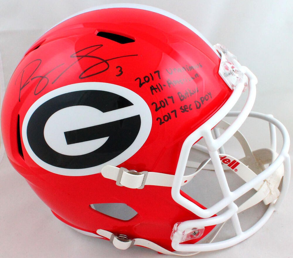 Roquan Smith Signed Georgia Bulldogs Full Size Speed Helmet - 3 Insc