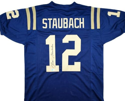 Roger Staubach Autographed Navy College Style Jersey - Black