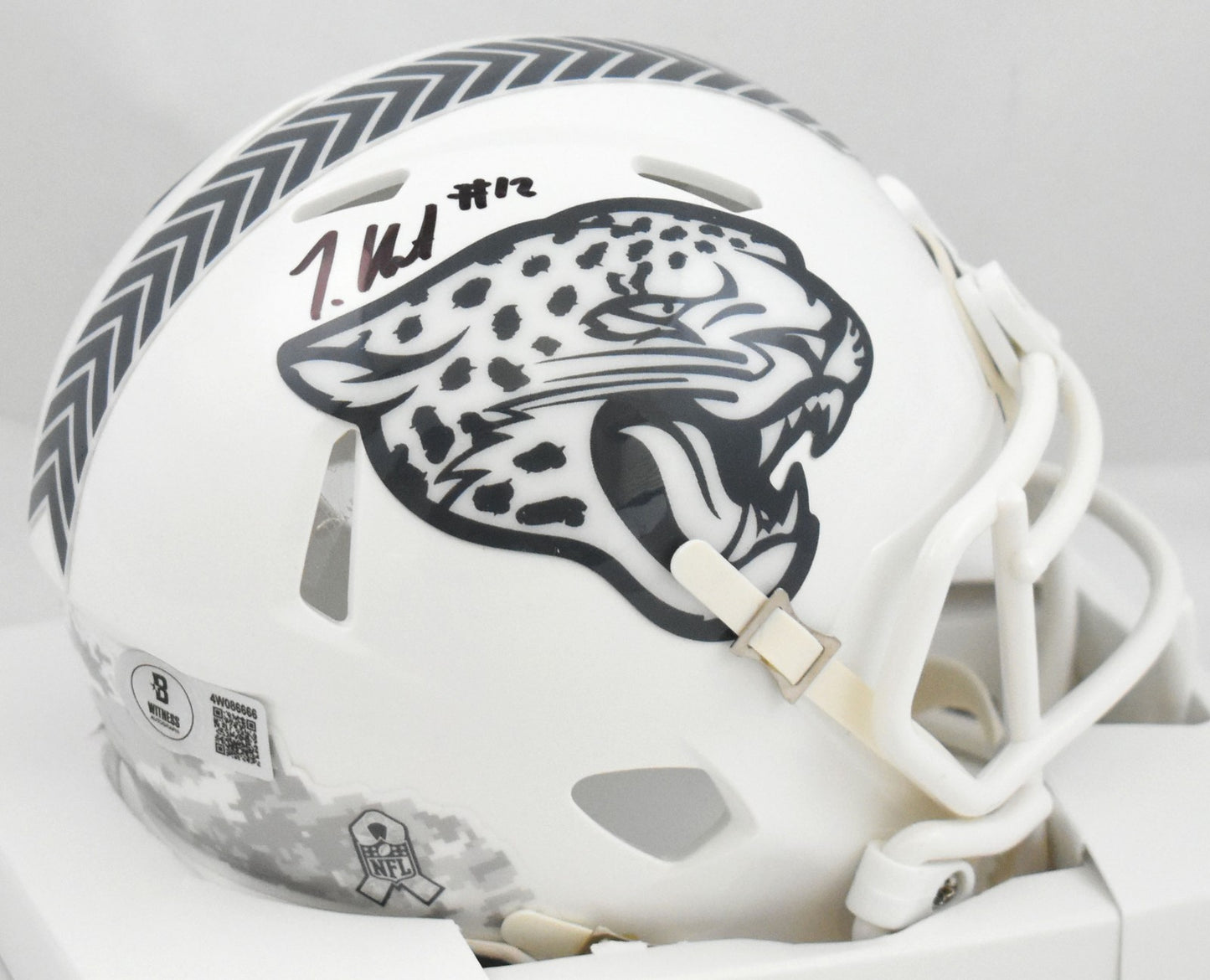 Travis Hunter Signed Jacksonville Jaguars 2024 Salute to Service Mini Helmet