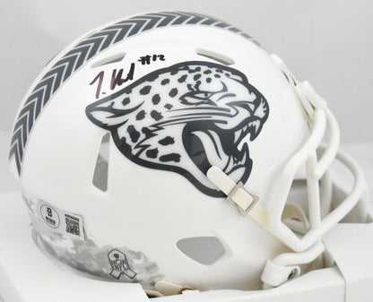Travis Hunter Signed Jacksonville Jaguars 2024 Salute to Service Mini Helmet
