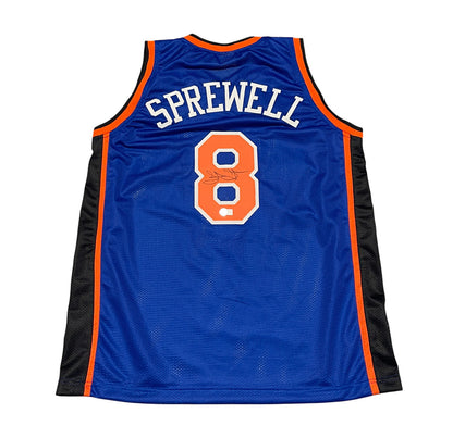 Latrell Sprewell Signed New York Knicks Custom Jersey Beckett Witness COA