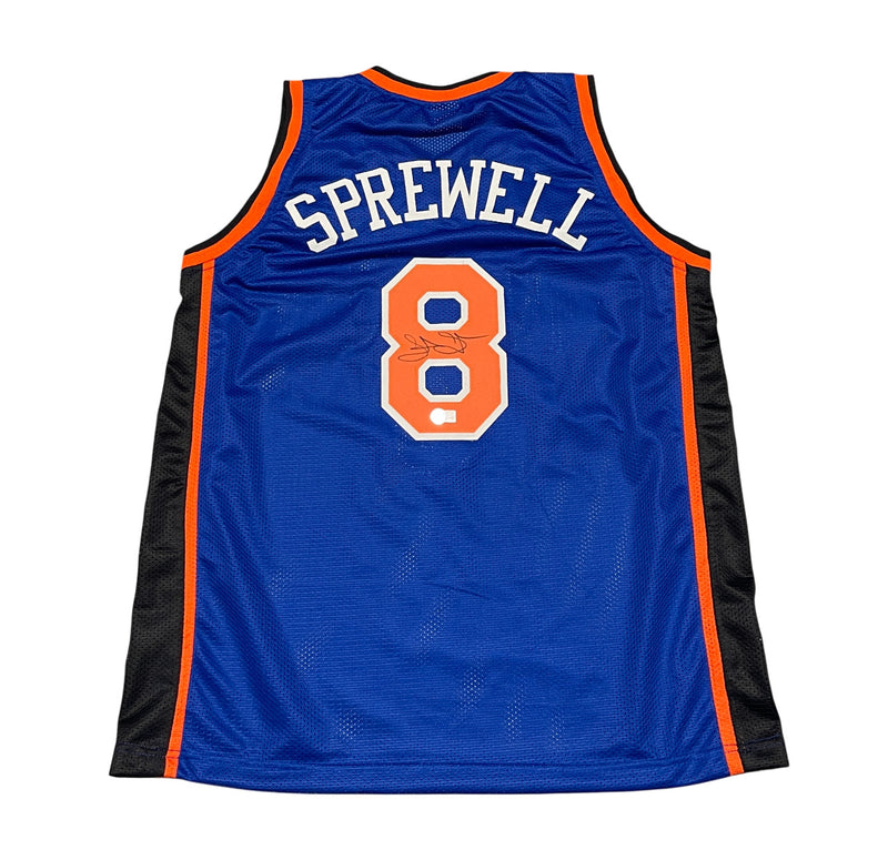 Latrell Sprewell Signed New York Knicks Custom Jersey Beckett Witness COA