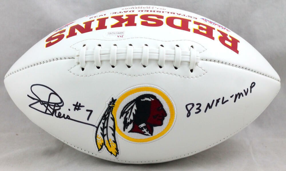 Joe Theismann Signed Washington Logo Football with MVP Inscription