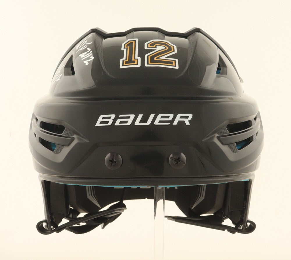 Adam Oates Signed Boston Bruins Full Size Hockey Helmet HOF Inscription