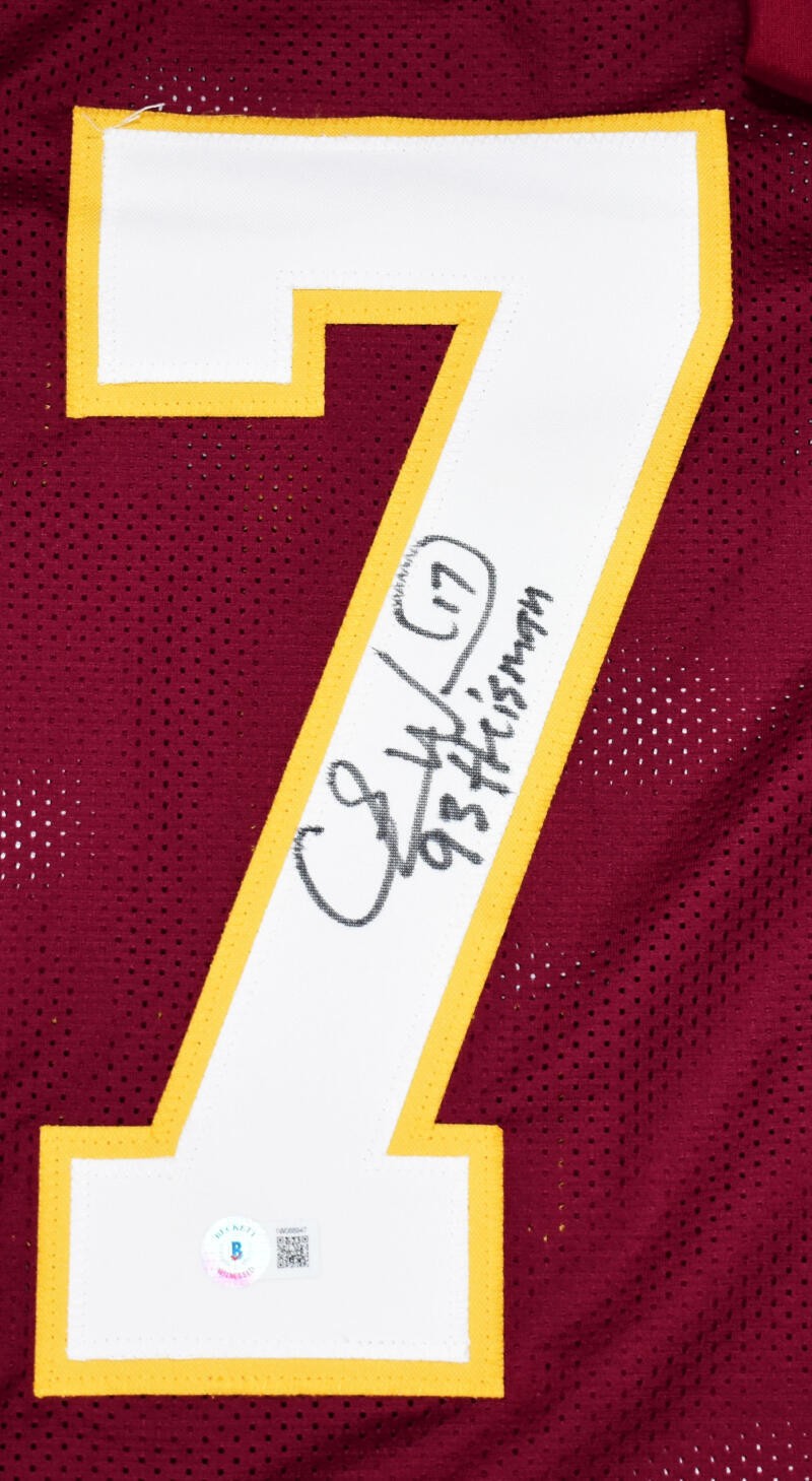 Charlie Ward Signed Florida State Style Maroon Jersey - '93 Heisman Inscription