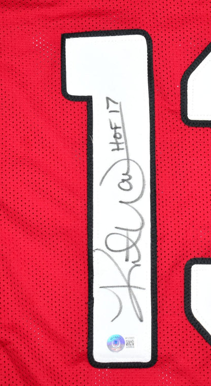 Kurt Warner Autographed Red Jersey (HOF Inscription)