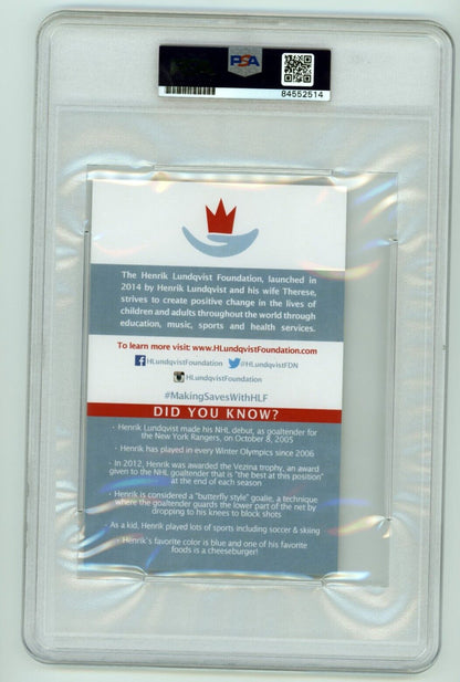 Henrik Lundqvist Signed New York Rangers Foundation Print (PSA/DNA)