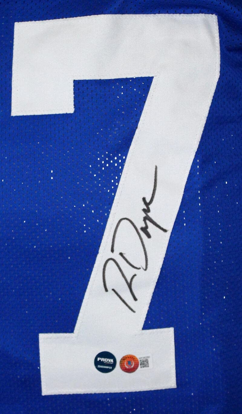 Ron Dayne Autographed Blue Custom Jersey