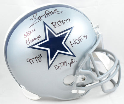 Tony Dorsett Autographed Dallas Cowboys Full Size Helmet - 5 Inscriptions