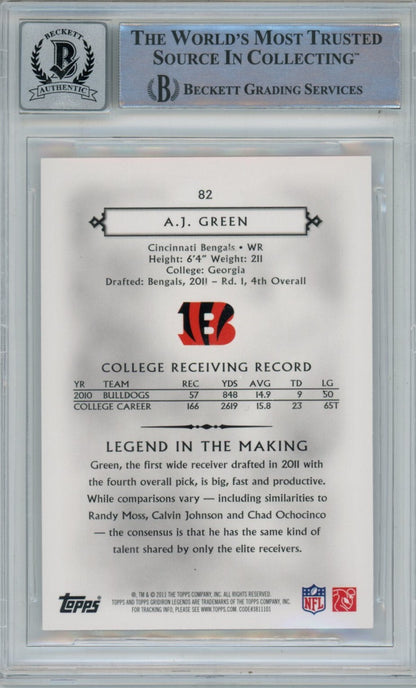 AJ Green Signed Cincinnati Bengals 2011 Topps Legends #82 Trading Card BAS 10