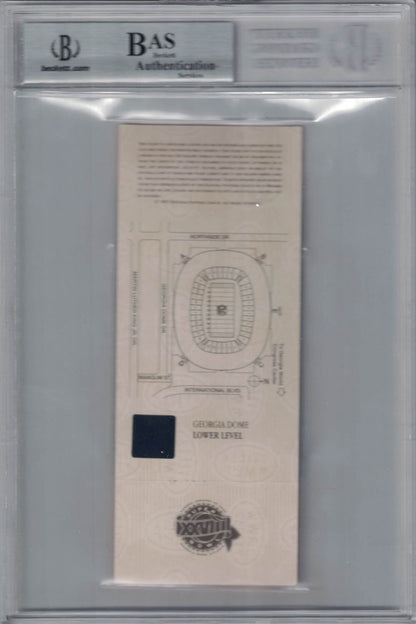 Emmitt Smith Signed Dallas Cowboys Super Bowl XXVIII Ticket Stub BAS Slab