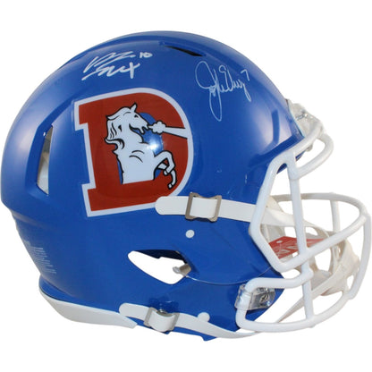 John Elway & Bo Nix Signed Denver Broncos Full Size Authentic Throwback Helmet