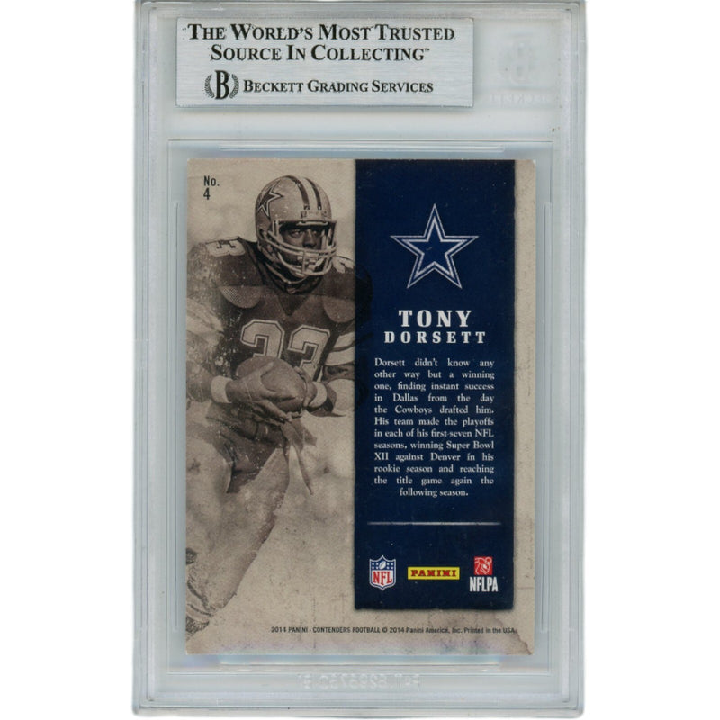 Tony Dorsett Dallas Cowboys Autographed 2014 Contenders Card - Slabbed BAS