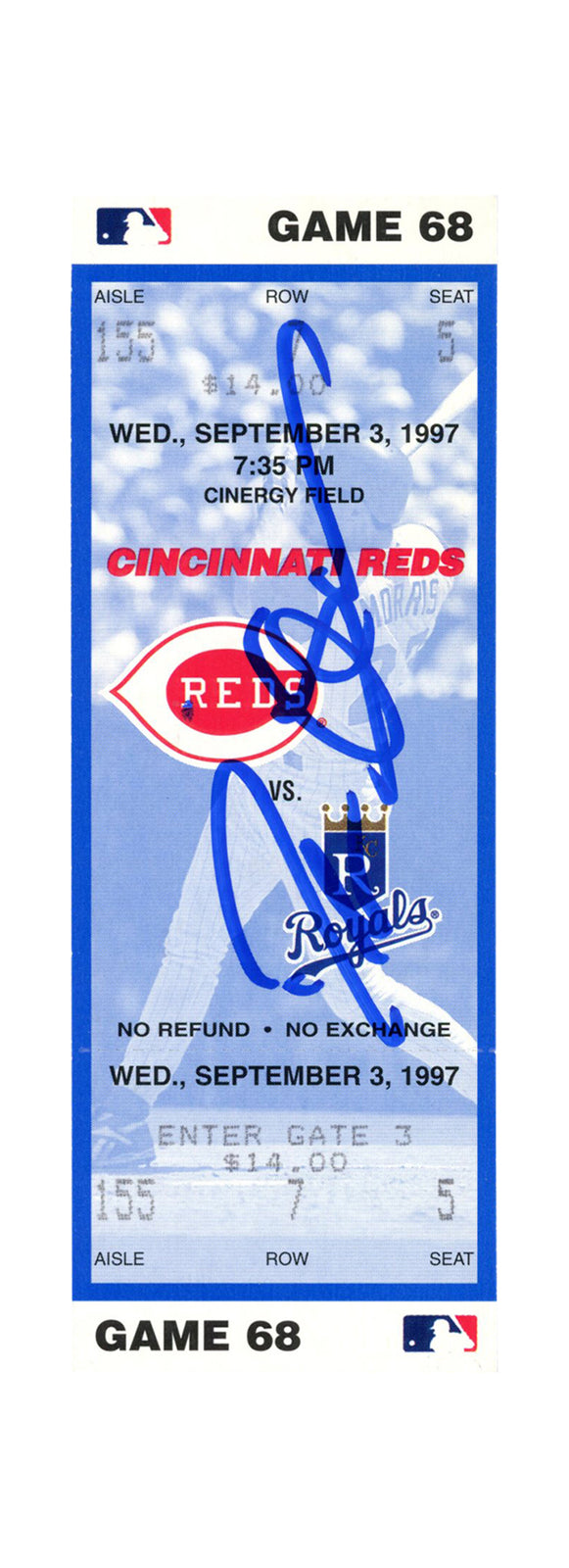 Deion Sanders Signed Cincinnati Reds Autographed Ticket Stub BAS