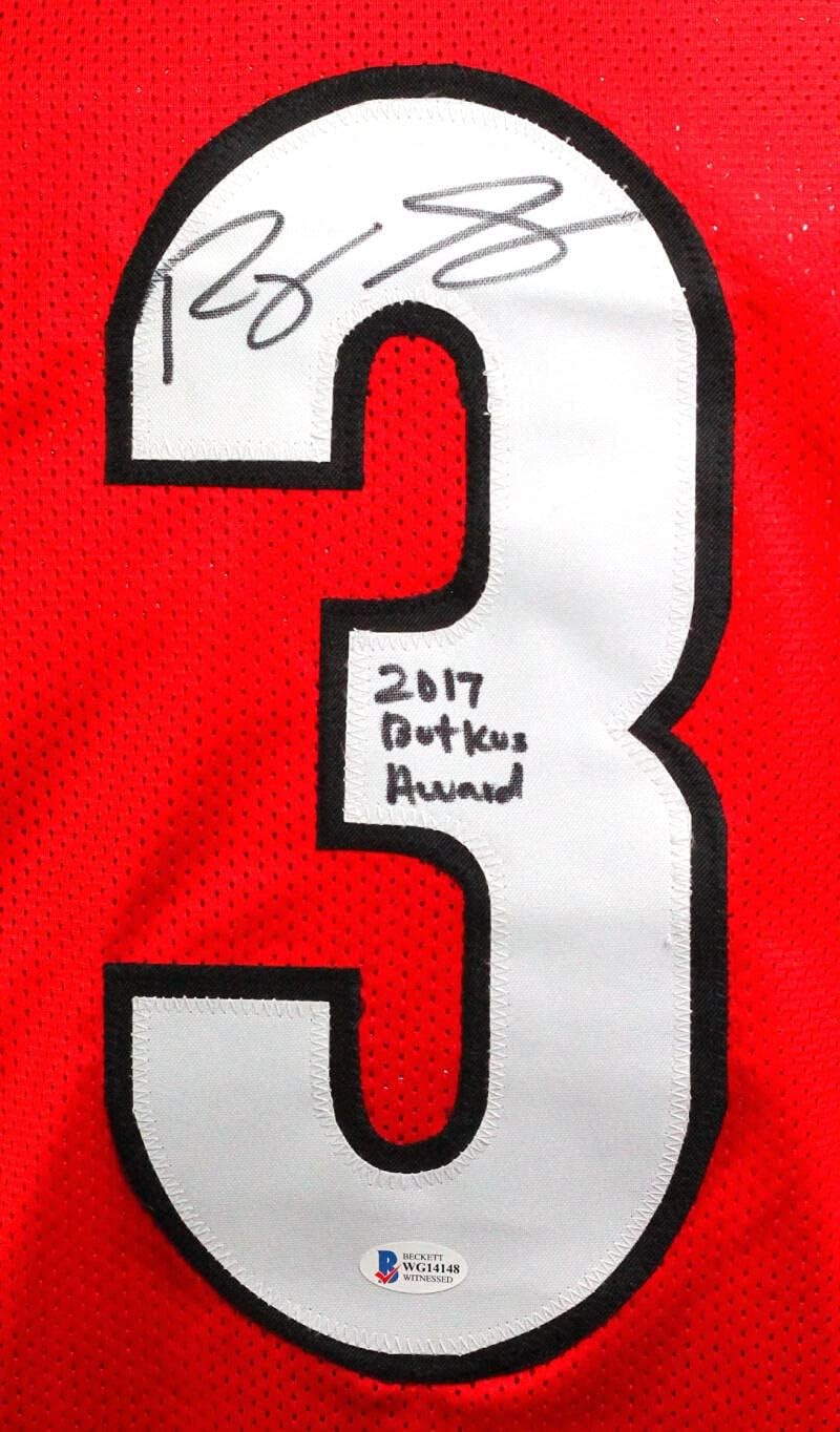 Roquan Smith Autographed Georgia Custom Red Jersey Butkus Award Inscription