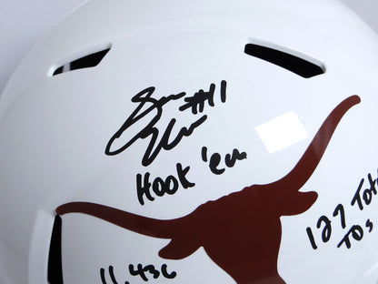 Sam Ehlinger Signed Texas Longhorns Full Size Speed Helmet with Inscriptions