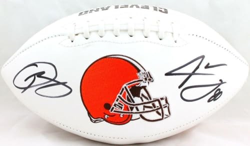 Jarvis Landry & Odell Beckham Signed Cleveland Browns Logo Football