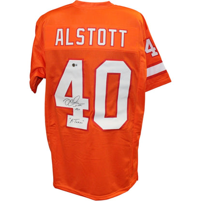 Mike Alstott Autographed Orange Throwback Custom Jersey "A-Train" Inscription