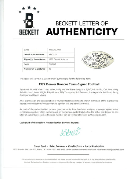 1977 Denver Broncos Team Signed Multi-Signature Football (15 Sigs)