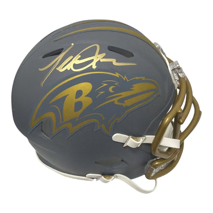 Terrell Suggs Autographed Baltimore Ravens Slate Mini Helmet