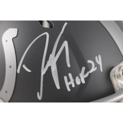 Dwight Freeney Signed Indianapolis Colts Slate Mini Helmet (HOF)
