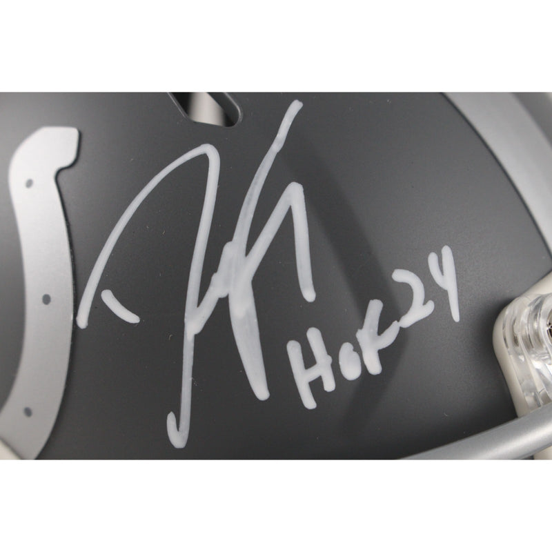 Dwight Freeney Signed Indianapolis Colts Slate Mini Helmet (HOF)