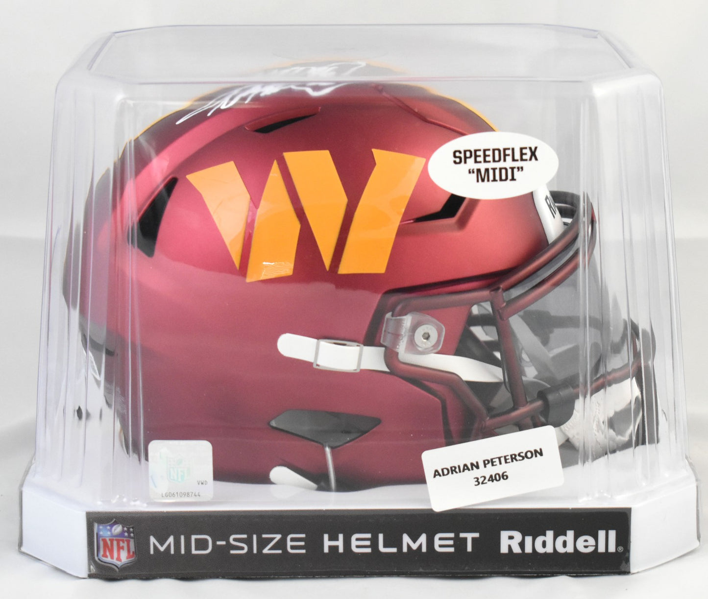 Adrian Peterson Signed Washington Commanders Mid-Size SpeedFlex Helmet