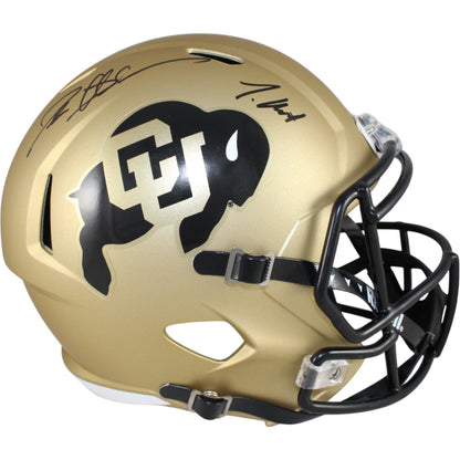 Travis Hunter & Deion Sanders Signed Colorado Buffaloes Full Size Helmet