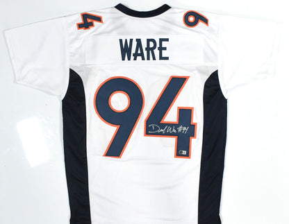 DeMarcus Ware Signed Denver Broncos White Custom Jersey - Beckett