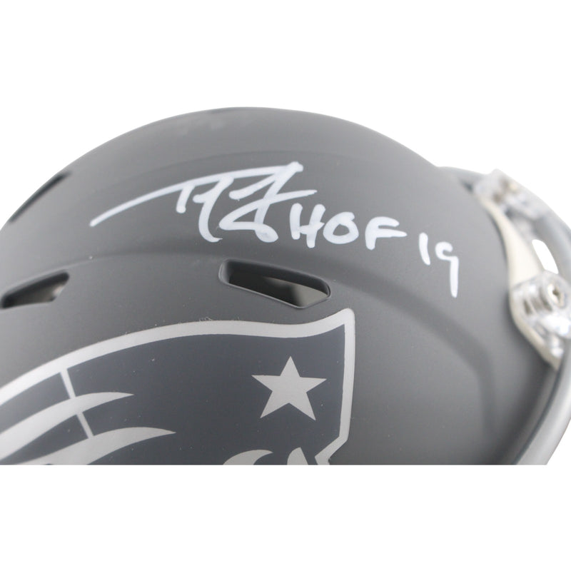 Ty Law New England Patriots Signed Slate Mini Helmet (HOF Inscription)