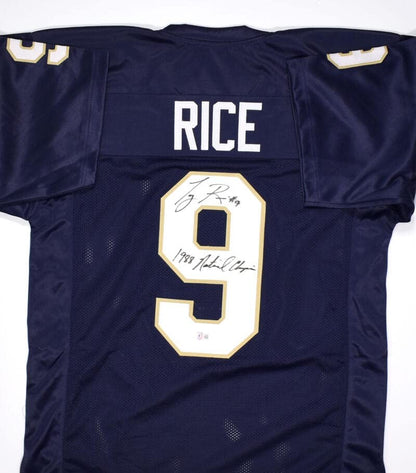 Tony Rice Signed Notre Dame Style Navy Blue Jersey
