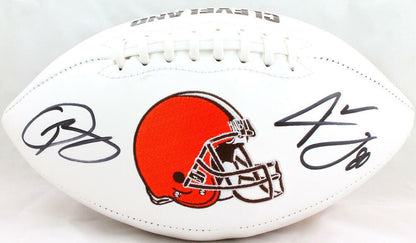Jarvis Landry & Odell Beckham Jr. Signed Cleveland Browns Logo Football