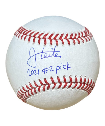 Jack Leiter Autographed Texas Rangers ROMLB Baseball #2 Pick Inscription