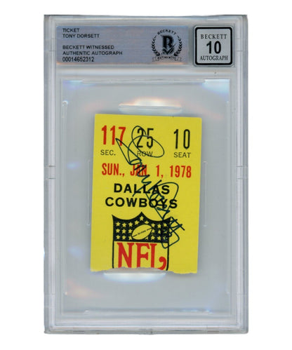 Tony Dorsett Signed 1978 NFC Championship Dallas Cowboys Ticket Stub BAS