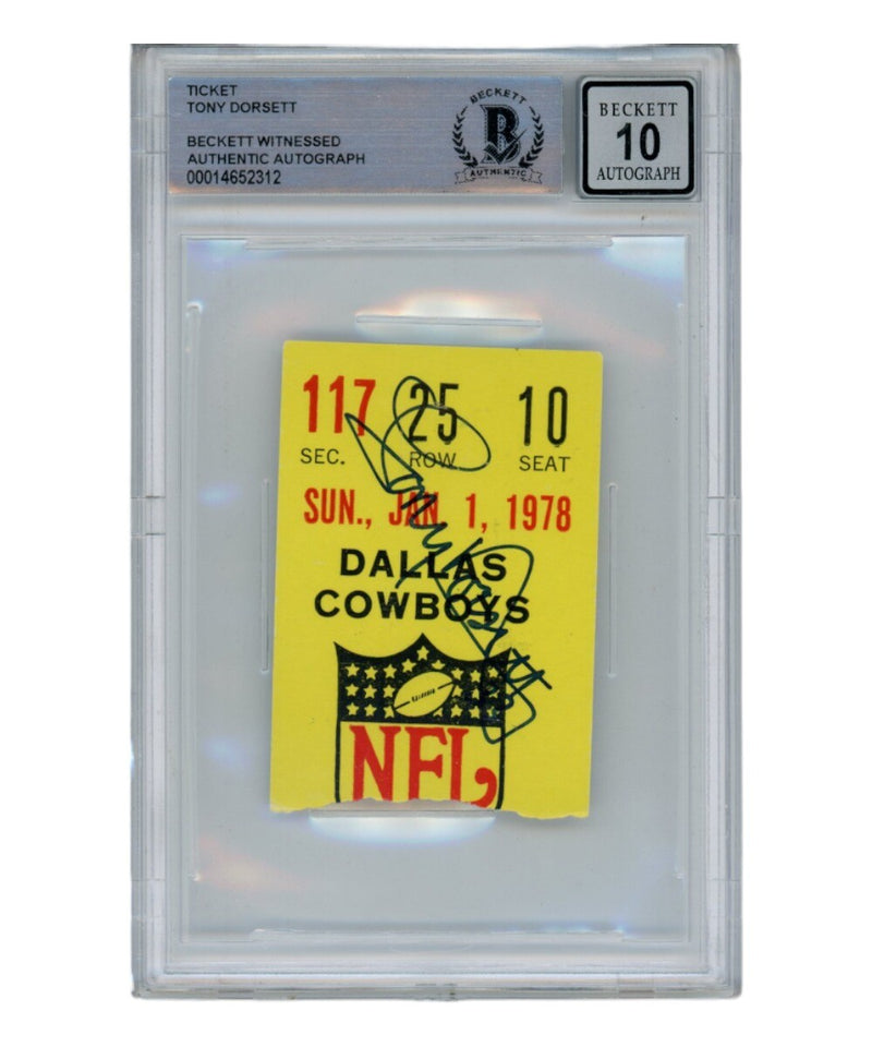 Tony Dorsett Signed 1978 NFC Championship Dallas Cowboys Ticket Stub BAS