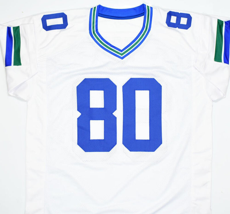 Steve Largent Signed Seattle Seahawks White Custom Jersey - HOF Inscribed