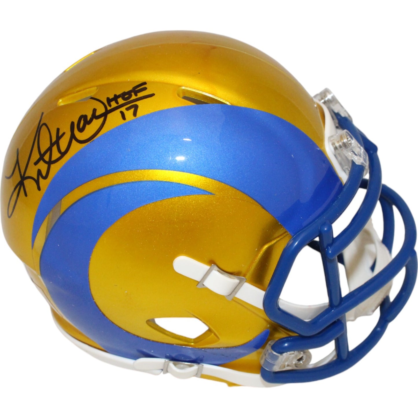 Kurt Warner Signed St. Louis Rams Flash Alternate Mini Helmet (Beckett)