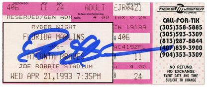 Deion Sanders Autographed Atlanta Braves 4/21/1993 Ticket Stub BAS
