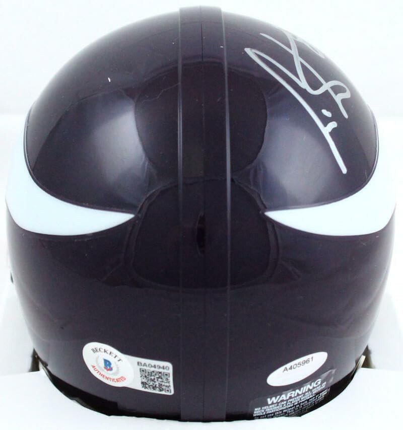 Cris Carter Autographed Minnesota Vikings Silver Mini Helmet