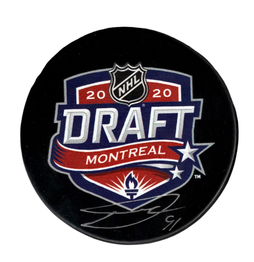 Dawson Mercer Signed New Jersey Devils 2020 NHL Draft Puck JSA